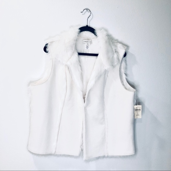 Coldwater Creek Reversible Ivory Suede Fur Vest - Picture 1 of 6